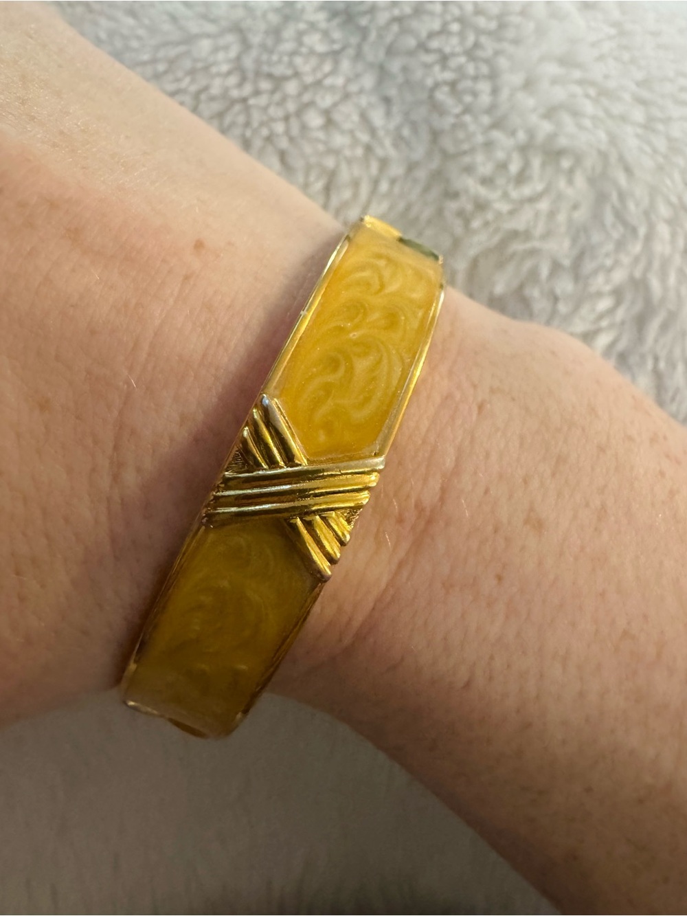 Vintage Monet yellow Enamel Cross-Accent Bangle Bracelet